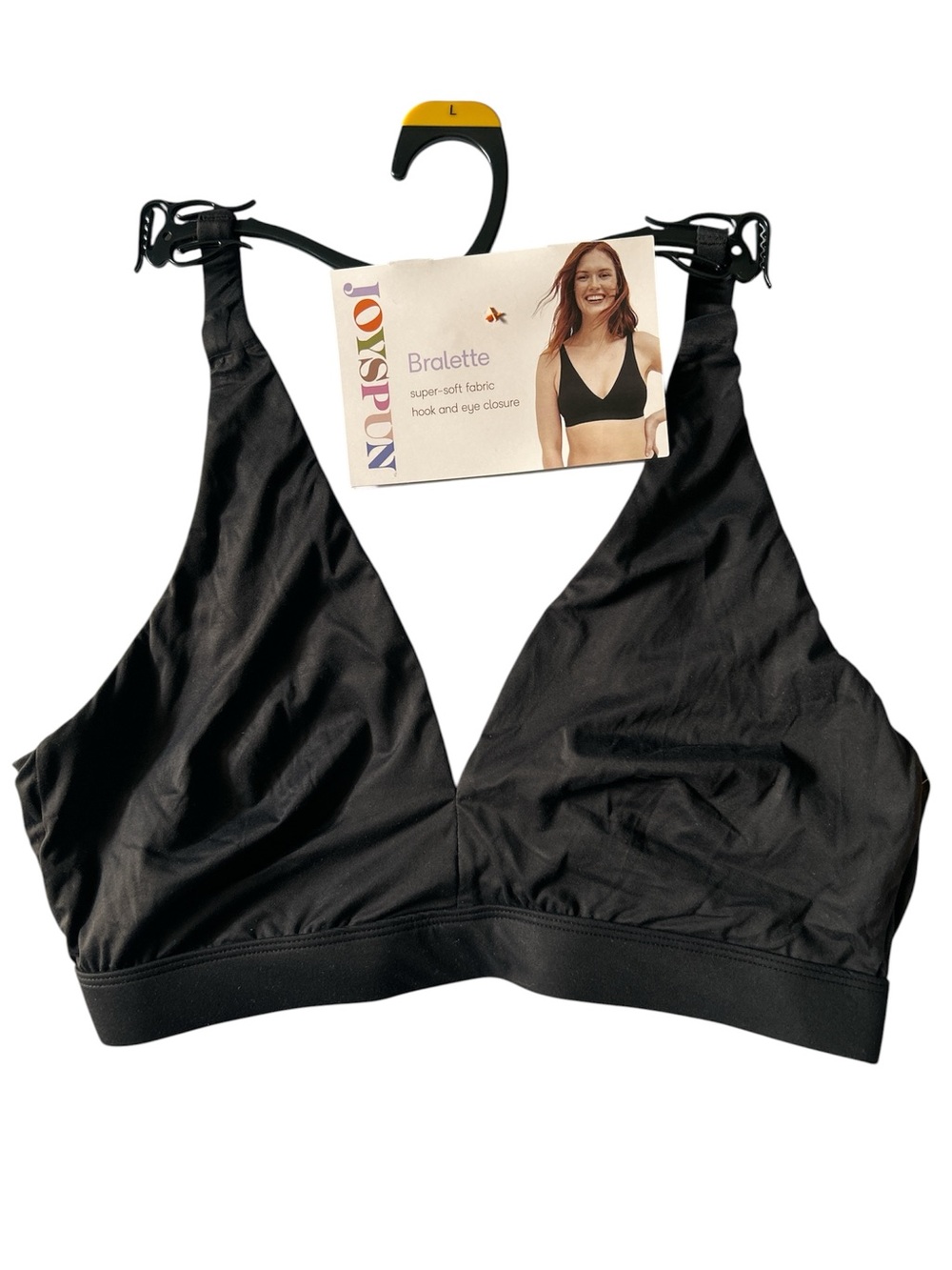 Joyspun Black Brushed Micro Plunge 3 Clasp Back Adjustable Strap Bralette